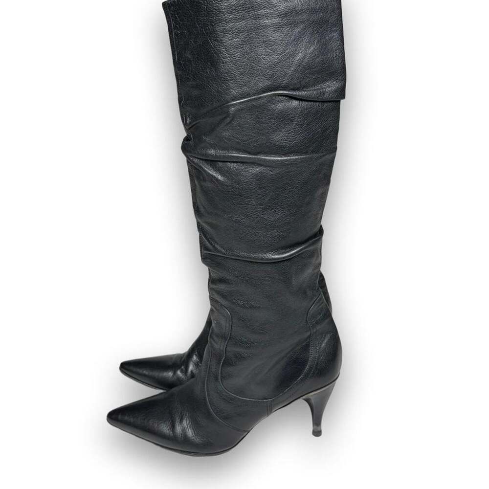 VINTAGE 90s/Y2K VIA SPIGA BLACK LEATHER SLOUCH BOOTS Size 7.5M